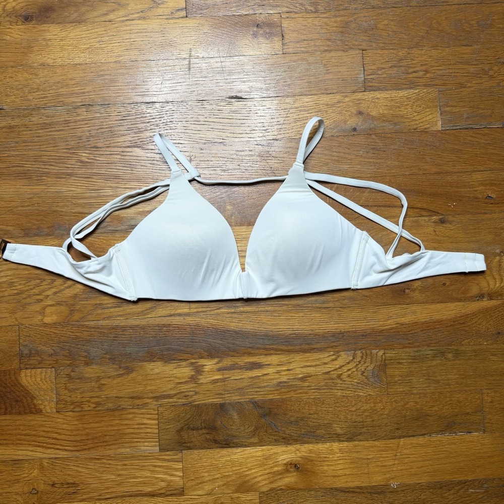 Vince Camuto Bikini Top White Medium Plunging Triangle